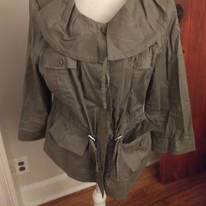 Willi Smith Olive Cotton Pea Coat